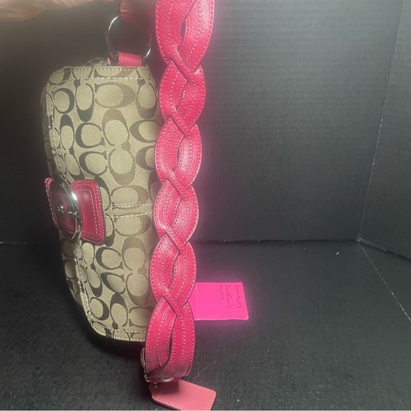 VINTAGE LN Coach Signature Textile Jacquard & leather handbag Braided strap - Picture 7 of 15